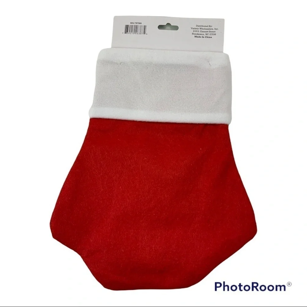 Pet Christmas Holiday Stocking Pet Paw Tartan Plaid Red White Multicolor